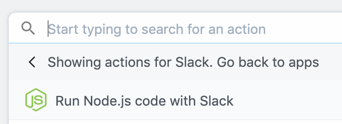 Run Node.js code with app (Slack)